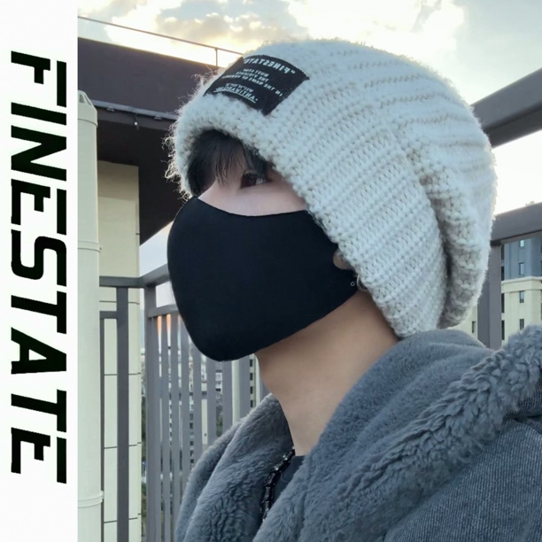 大头围粗针织帽冬季毛线帽子保暖冷帽加绒男生韩版加厚堆堆帽加绒