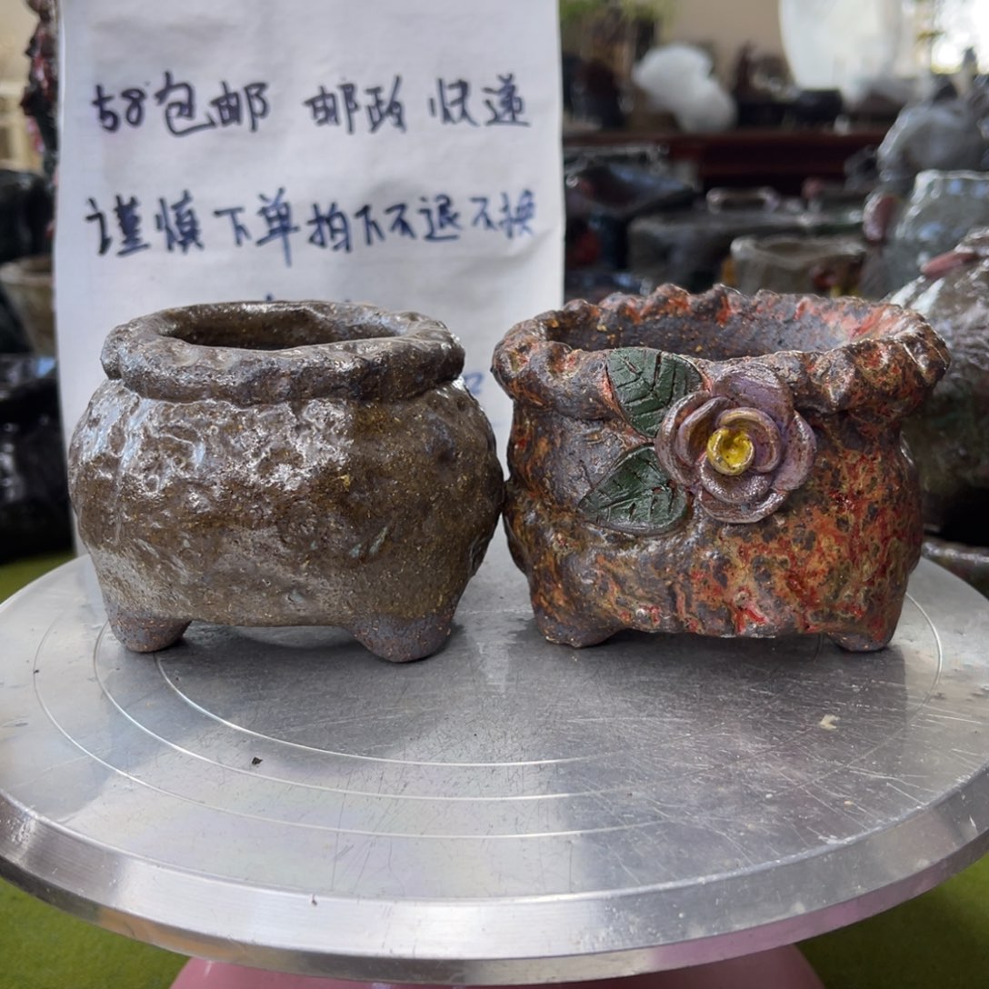 红陶粗砂陶瓷花盆