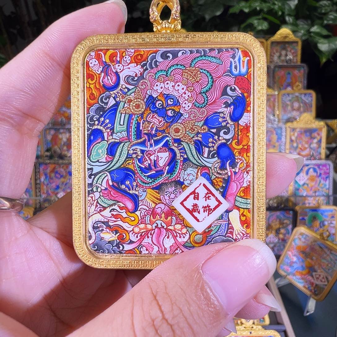 吊坠大黑天热贡纯手绘唐卡