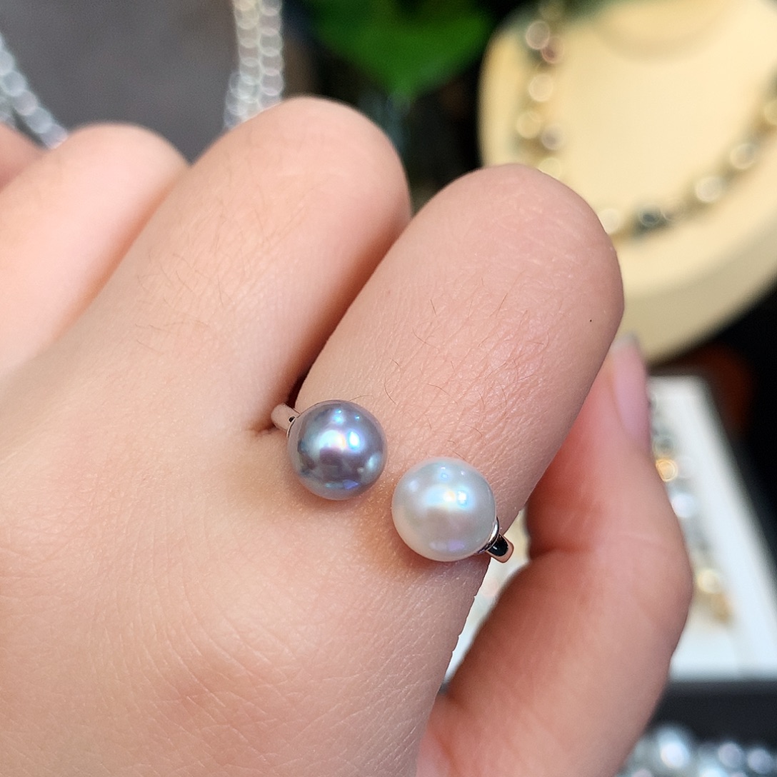 银S925镶嵌戒指海水珍珠