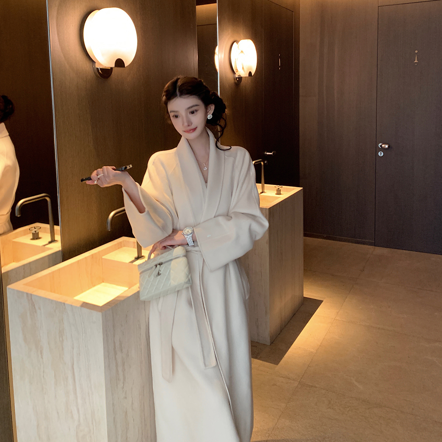 Lilylikes“静奢浴袍大衣”经典款5羊绒95羊毛青果领双面呢大衣！