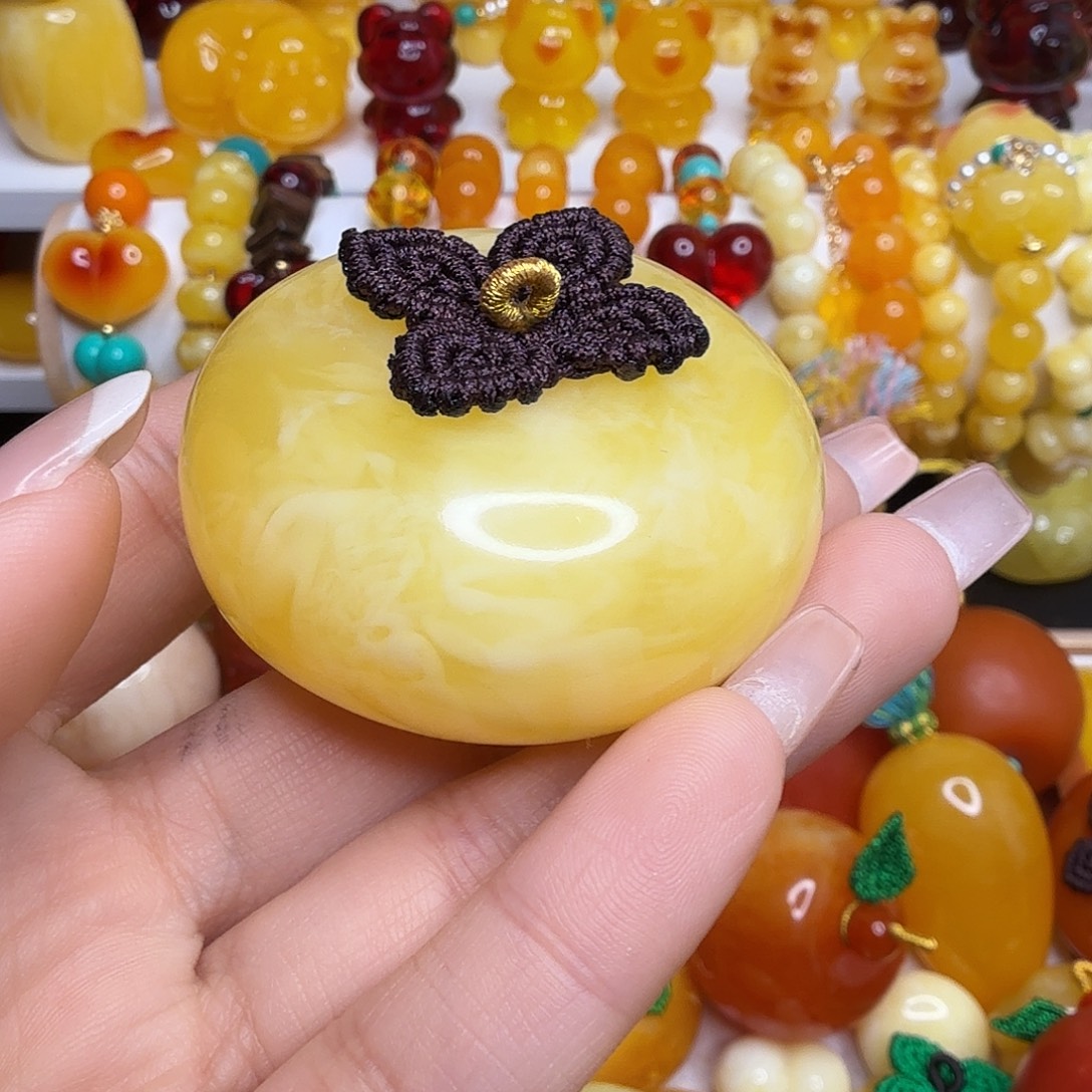 元***子非金属咖色白花蜜柿子