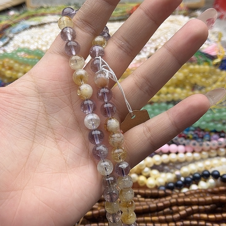 玛瑙/玉髓珠宝半成品未镶嵌一条8.5mm左右紫黄晶