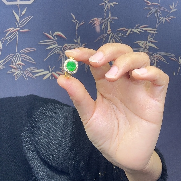 翡翠戒指银S925镶嵌特价