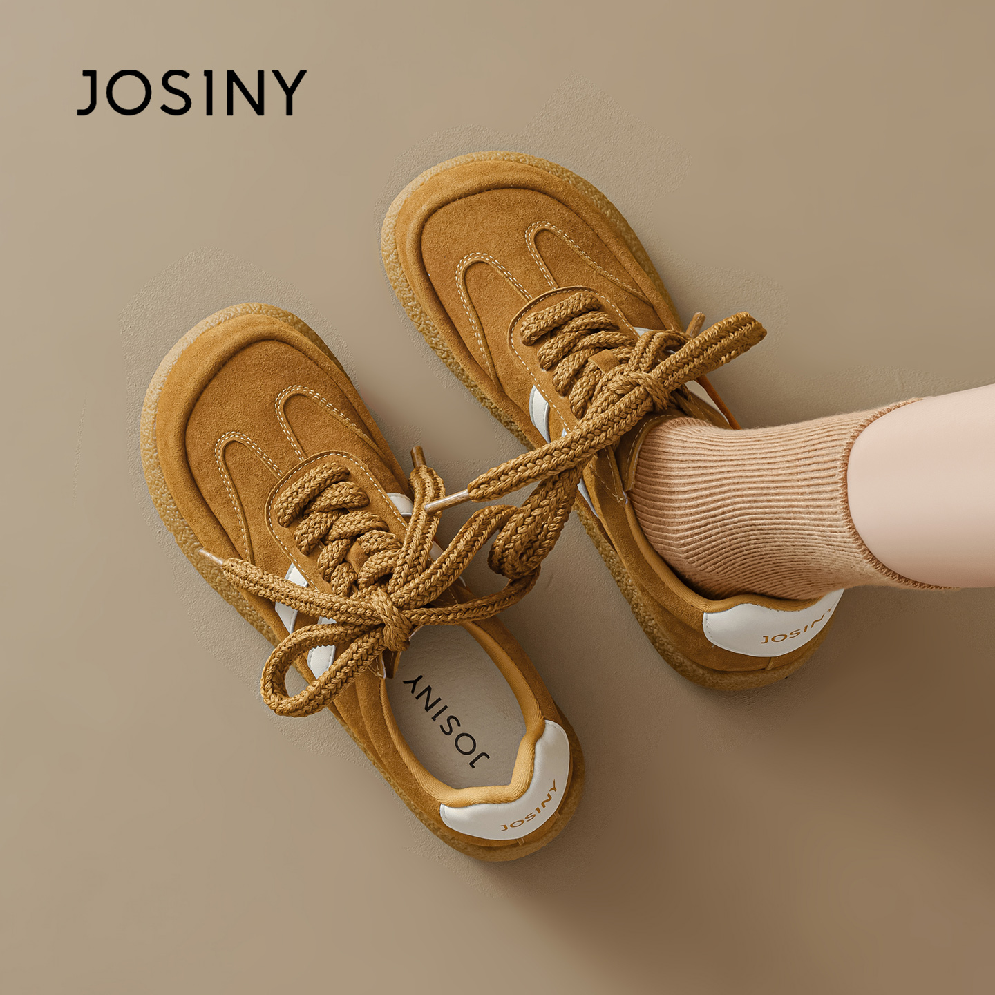 卓诗尼街头风系带德训鞋女2025秋季薄款时尚休闲鞋单鞋复古运动鞋