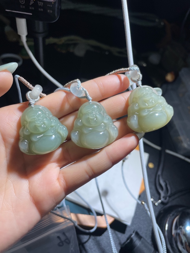 和田玉佛公冰底细料无起猫眼多样性发一30mm