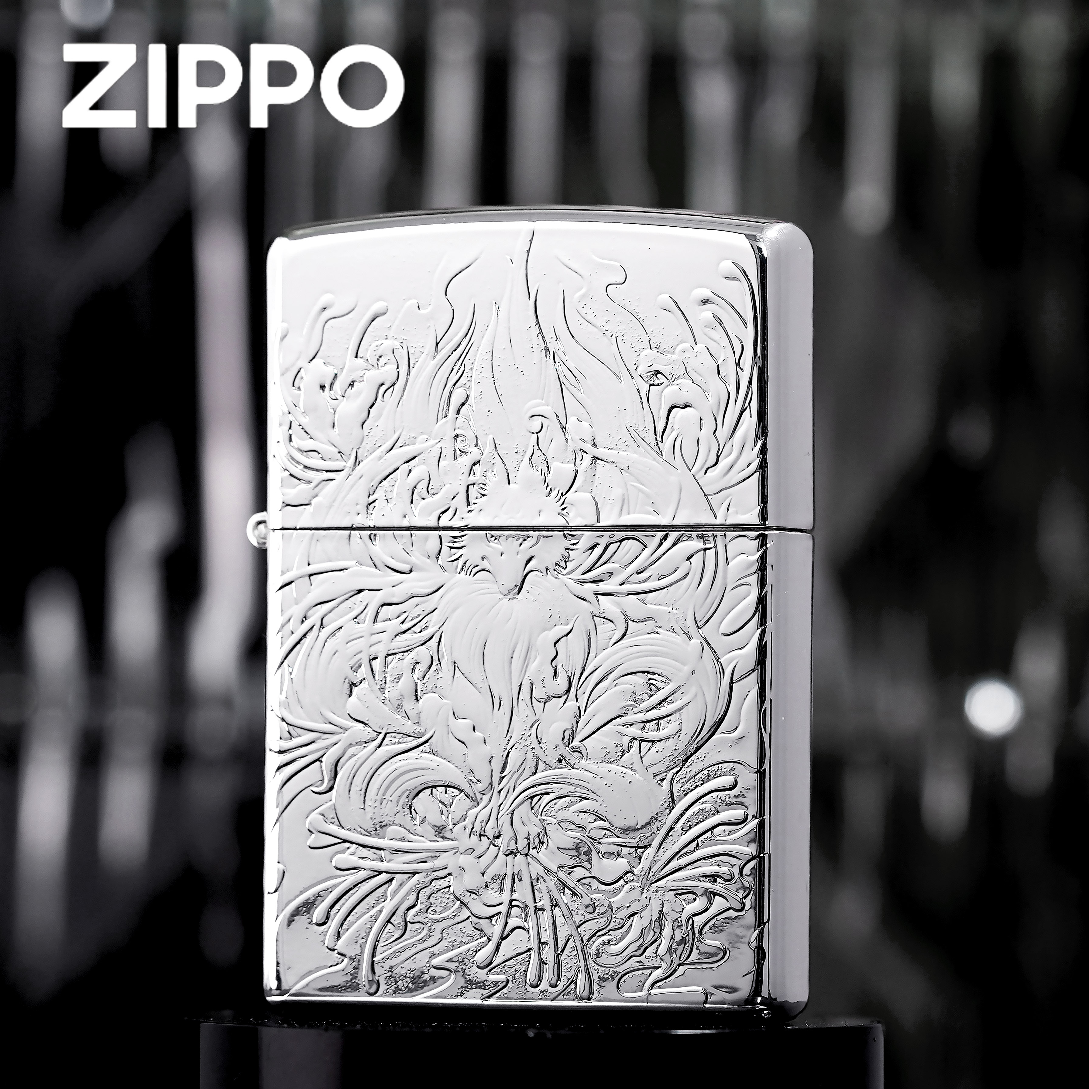 zippo打火机正品/常规包银蝎子九尾狐双面雕刻DYJ1