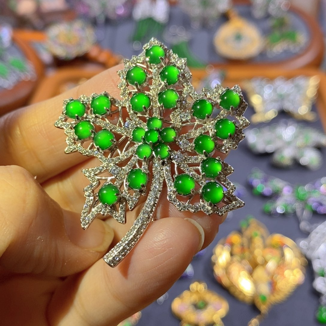 吊坠(不含链)银S925镶嵌翡翠