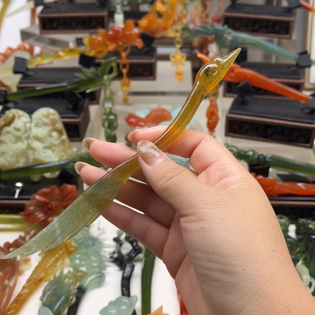 蛇纹石玉岫玉发簪未镶嵌