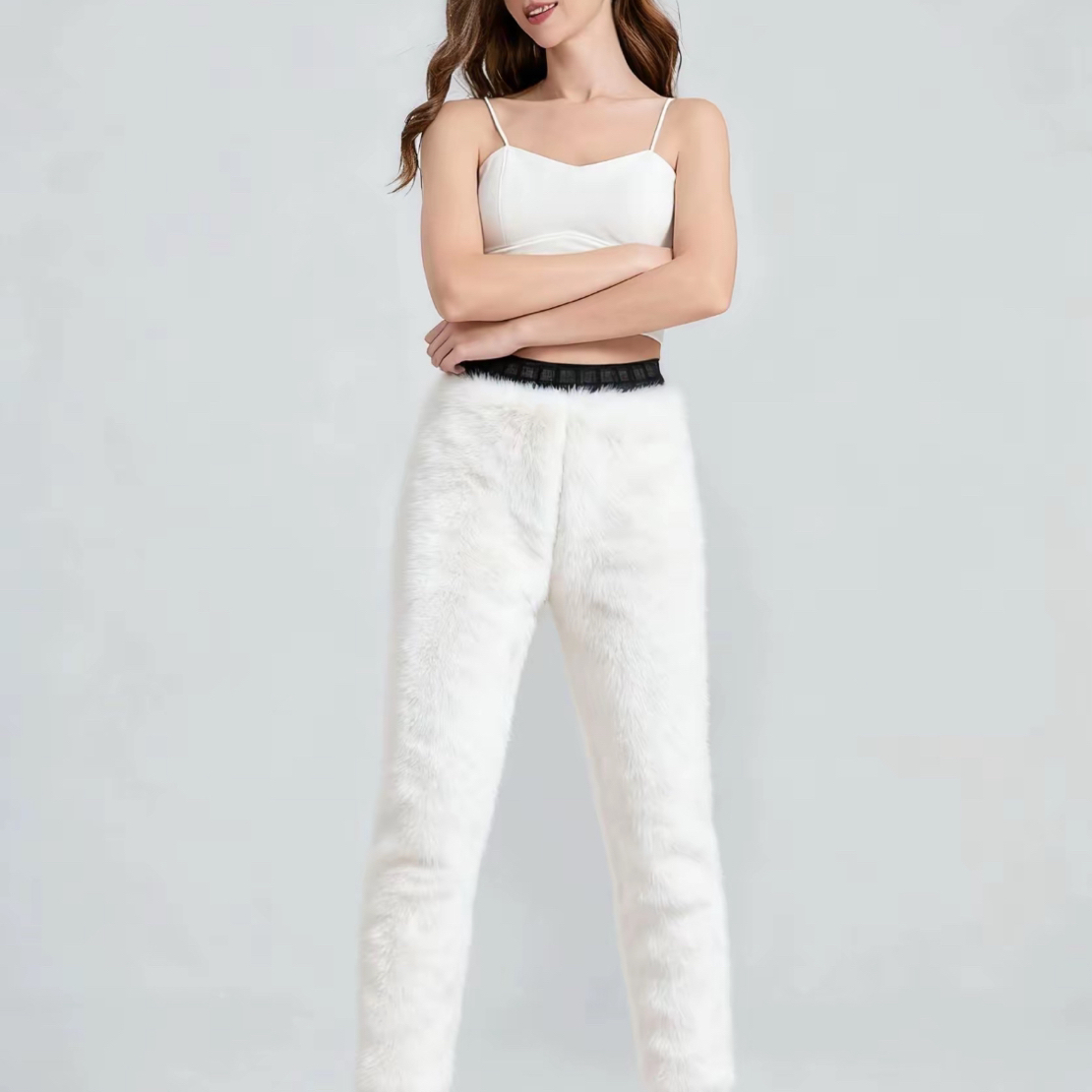 塞美羊9001女士全毛护膝特厚时尚款保暖羊毛裤