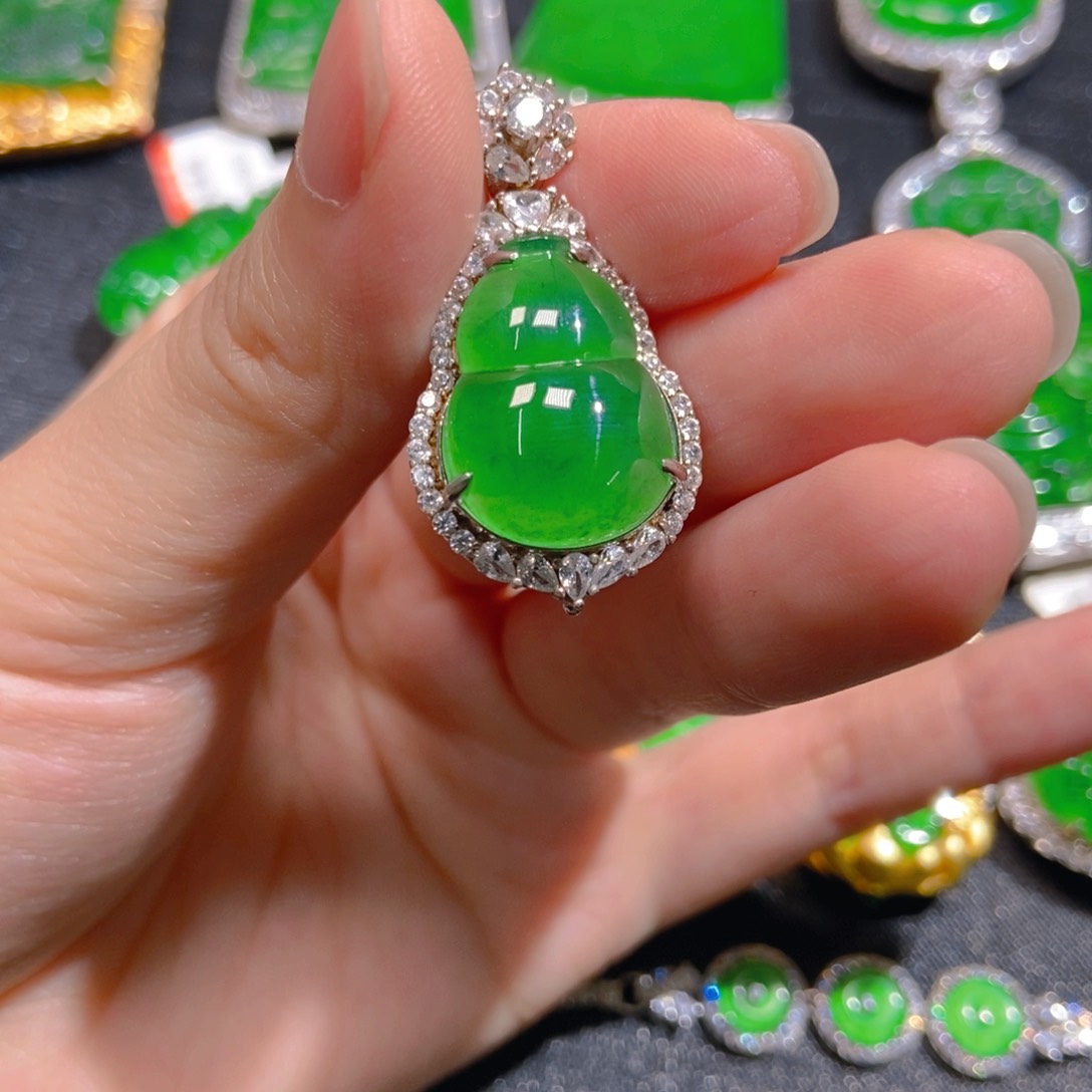 翡翠银S925镶嵌吊坠(不含链)