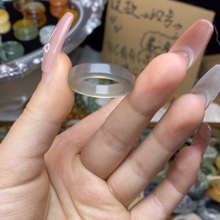 蛇纹石玉合金戒指4-18.9