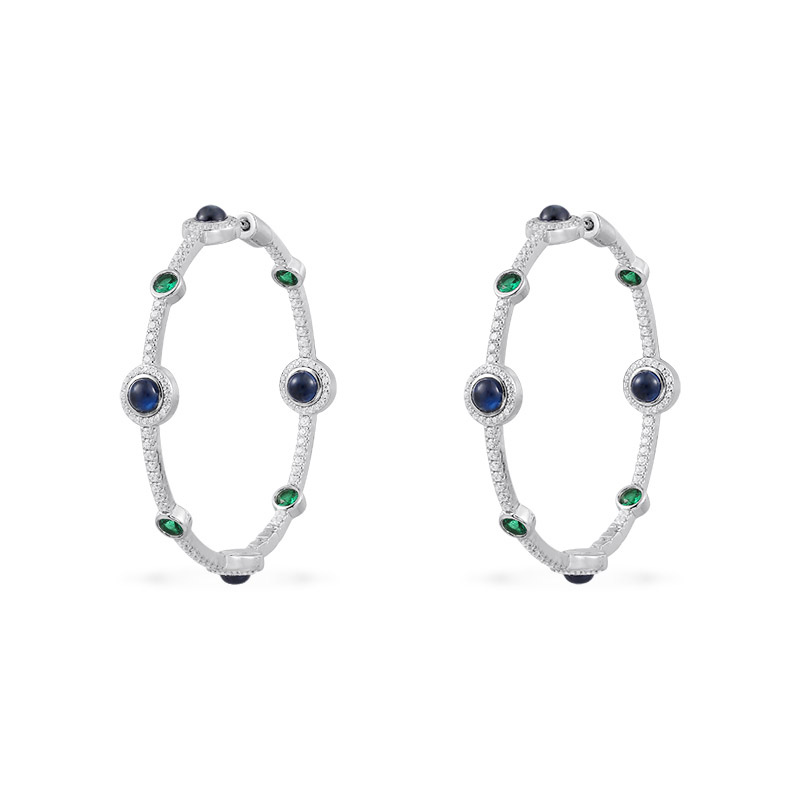 APM Monaco 925银合成锆石耳饰 Festival系列蓝绿色耳环AE14225M