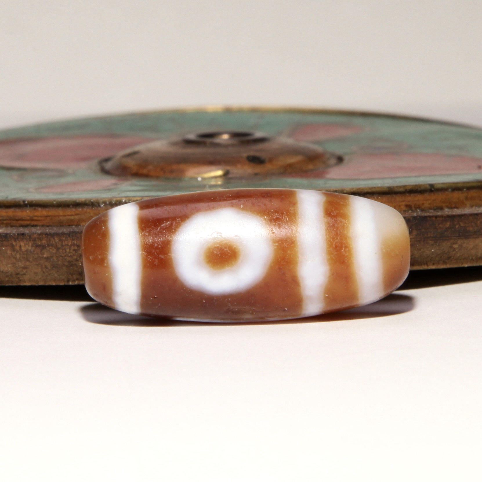 吴老糖化折线二眼天珠33.4*13.5台珠台湾天珠台湾一代工艺台一代