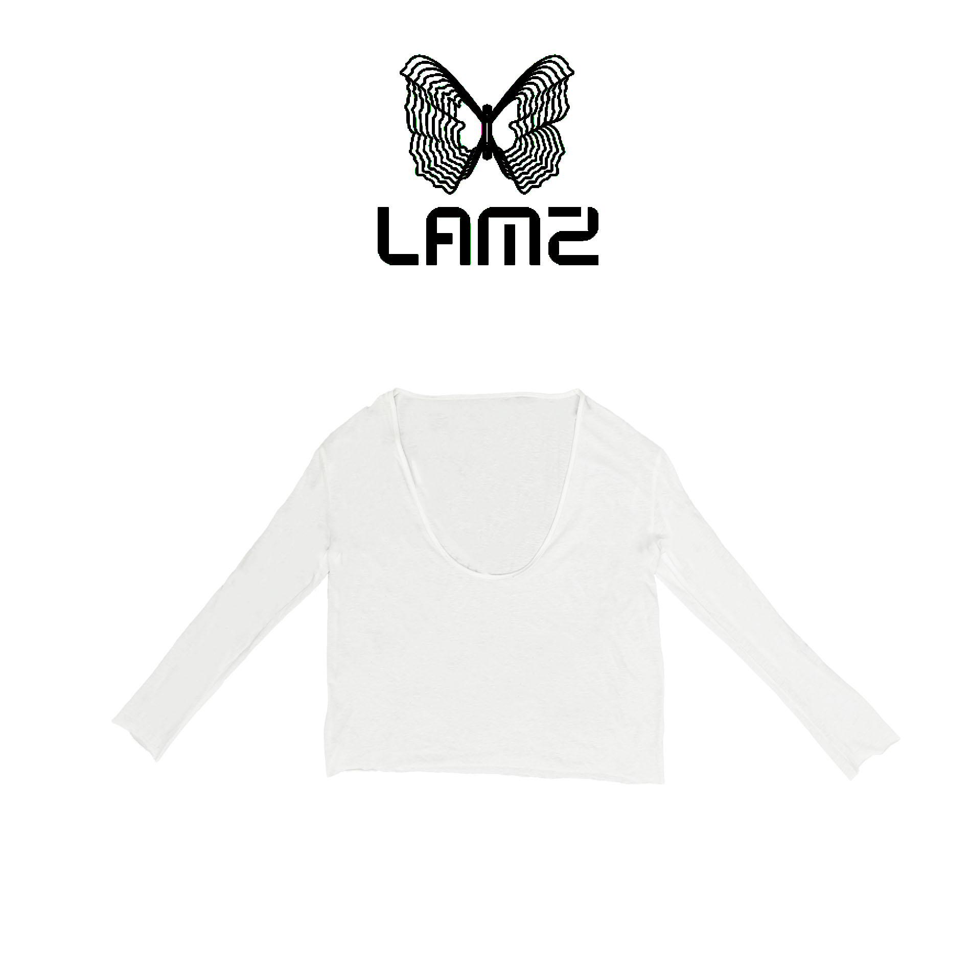 lamz 清新白色大U领长袖上衣简约叠穿内搭外穿打底衫 Lamz03CX071