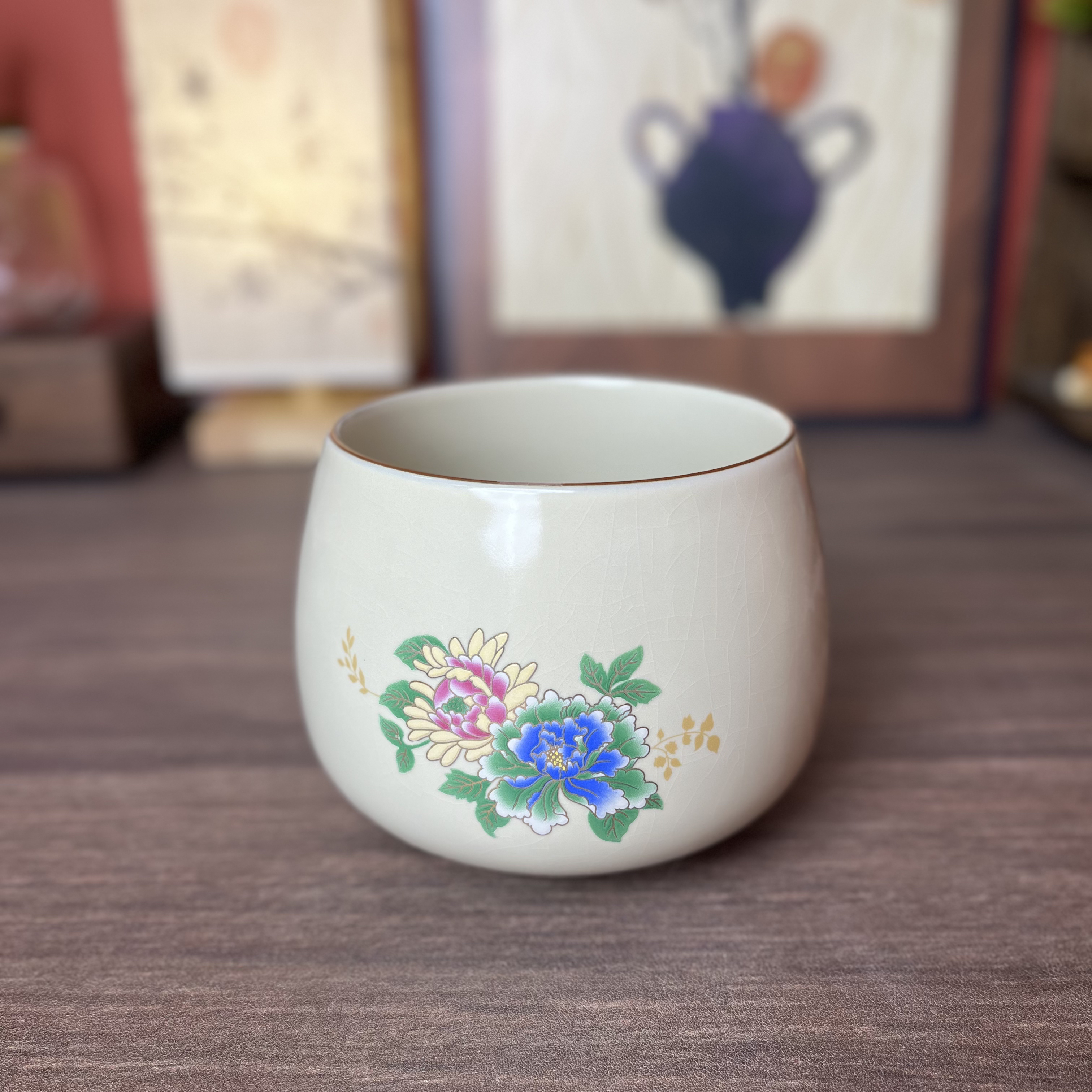 汝窑金丝牡丹茶洗建水@544