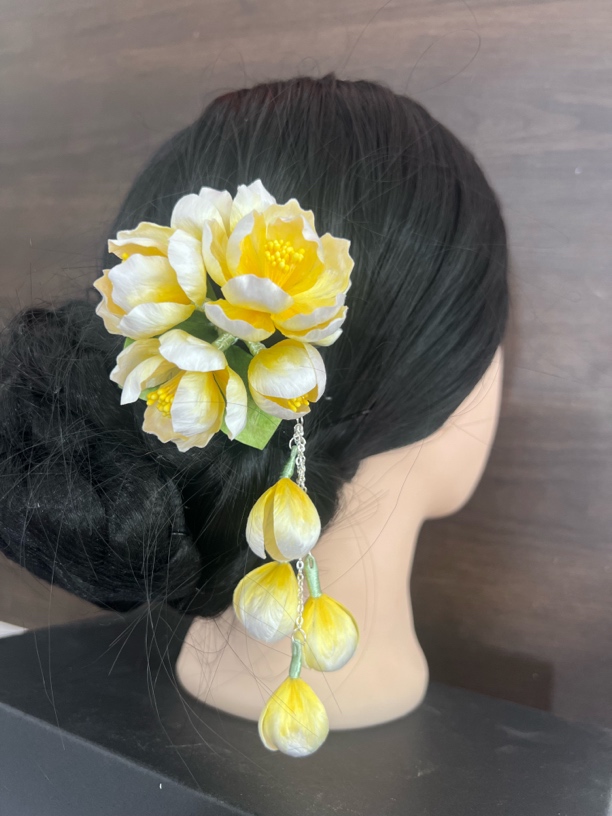 绒花垂丝海棠发簪款适合日常佩戴古风配饰，主体可改发夹