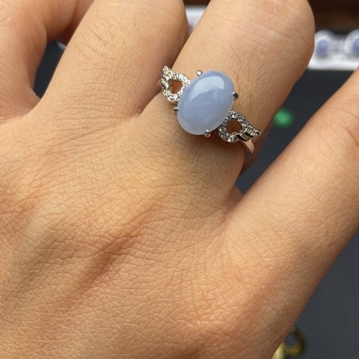 翡翠戒指银S925镶嵌戒指