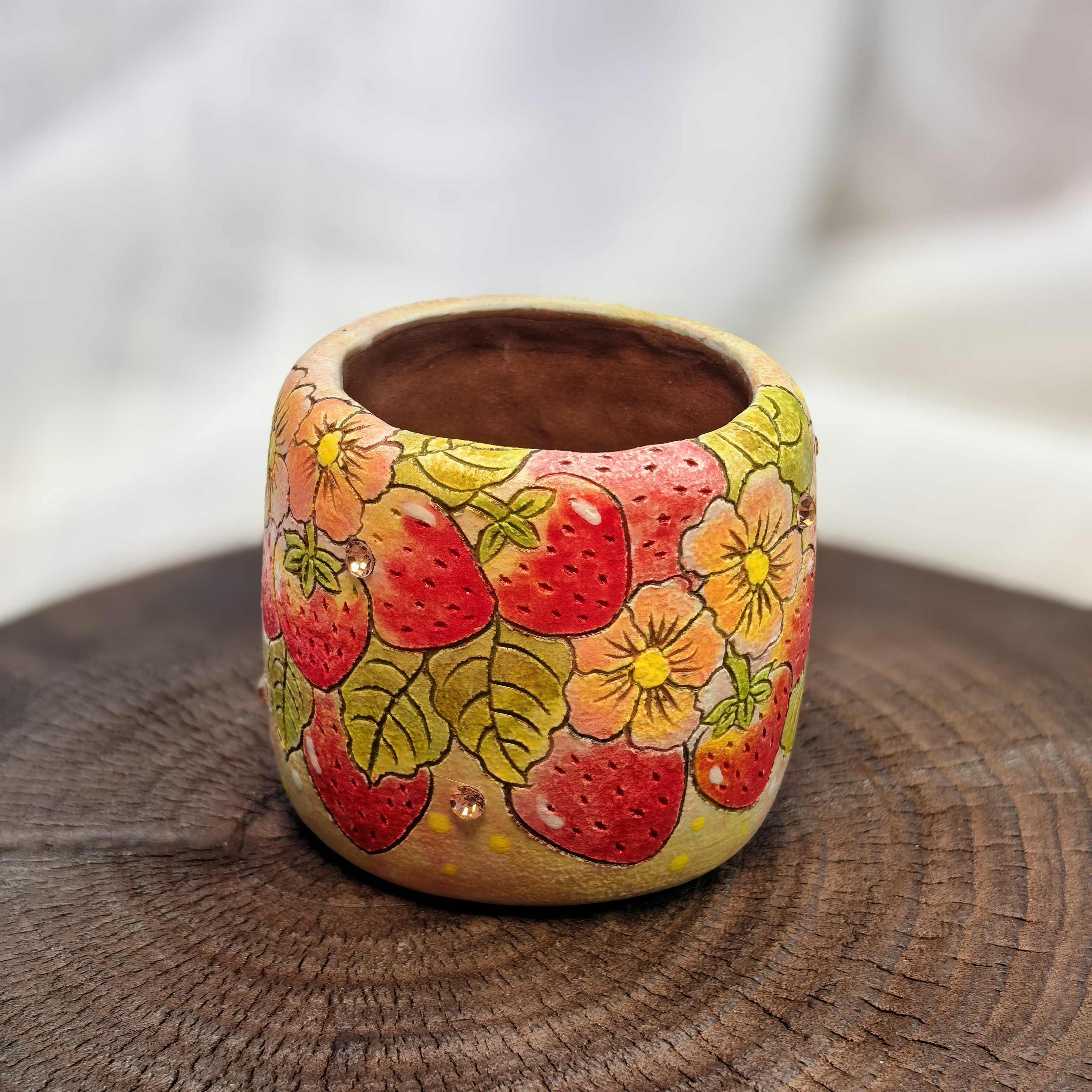 （公主釉烧）手捏花盆，口4.5高5，多肉盆有手工痕迹