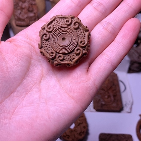 檀香木吊坠老山檀香满工平安扣