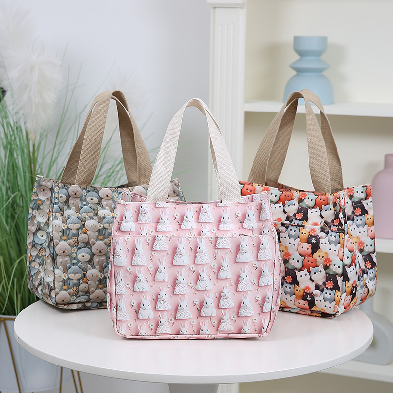 新款防水手提包大容量简约上班族学生包百搭妈咪包手拎便当饭盒包