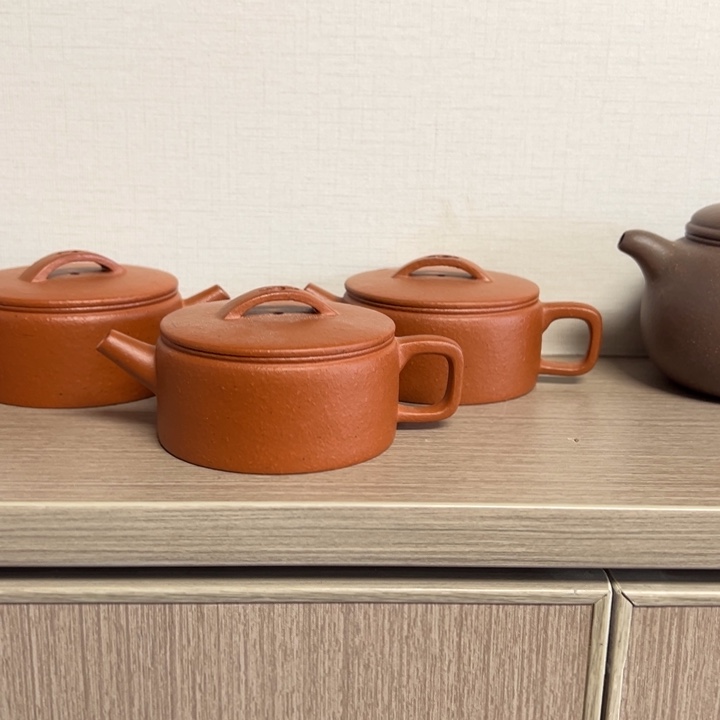 紫砂茶壶生砂朱泥平底汉瓦115cv