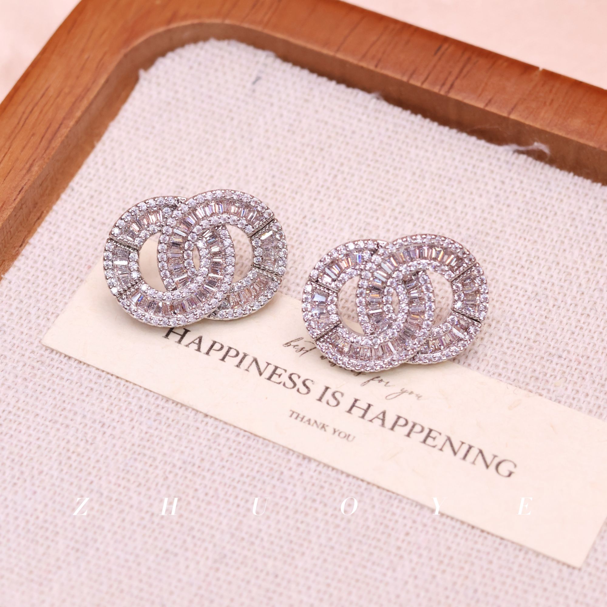 黄铜耳饰 灼晔·双圈小香风可拆卸两戴高级时尚轻奢耳钉