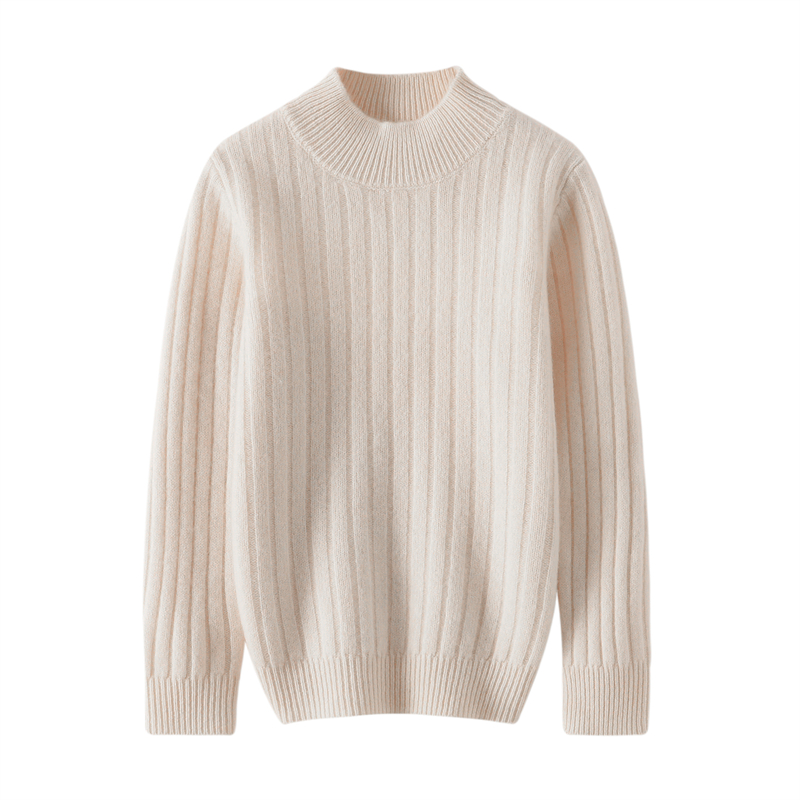 秋冬儿童抽条针织衫100羊毛男女童加厚打底半高领宽松毛衣