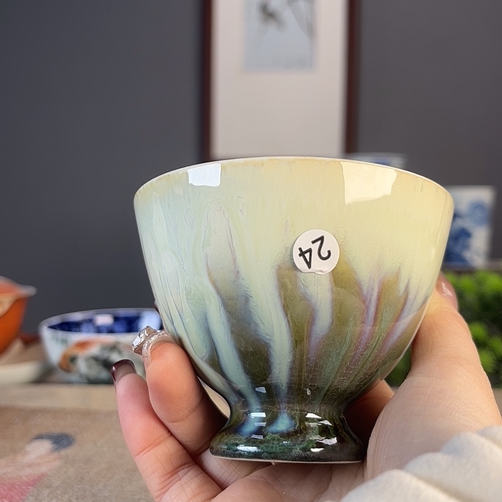 摆件景德柴烧茶杯多人