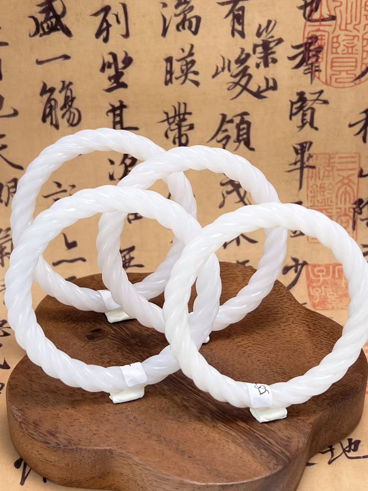 天然和田玉麻花手镯-多样性发一-HTY821