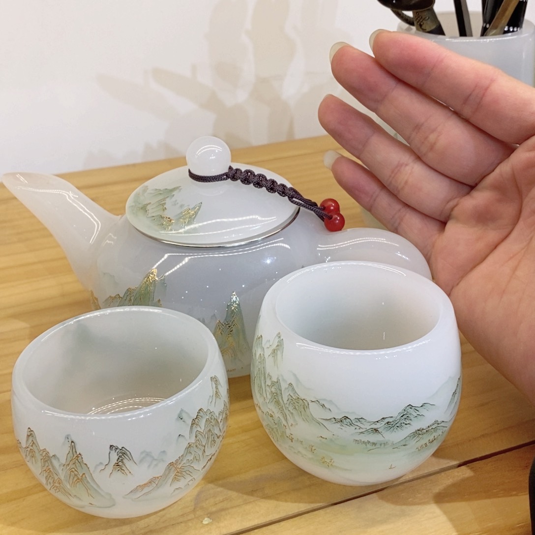 千里江山茶壶 3客杯 1主人杯