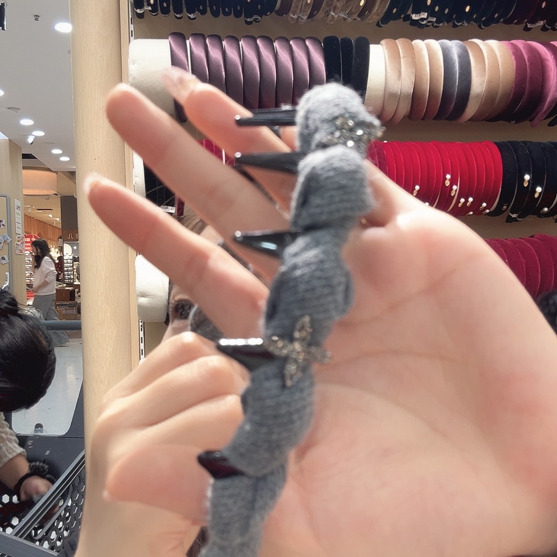 羽毛不锈钢砂糖灰色带齿发箍