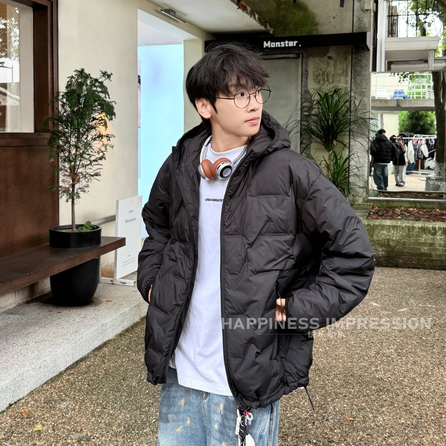 青少年潮品秋冬棉外套直播间编码