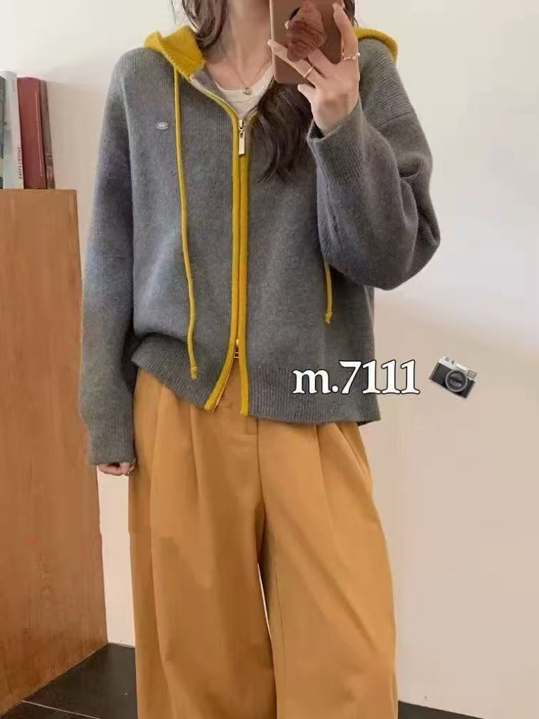 【7111】US#双拉链百搭连帽开衫外套