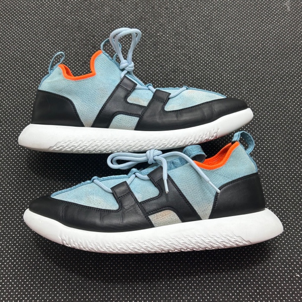 95新 Hermes/爱马仕 41码 26cm 爱马仕 白蓝橙 休闲鞋