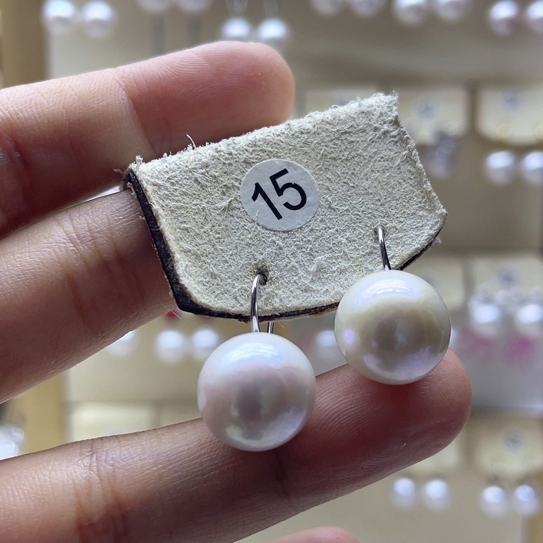 银S925镶嵌淡水珍珠耳饰