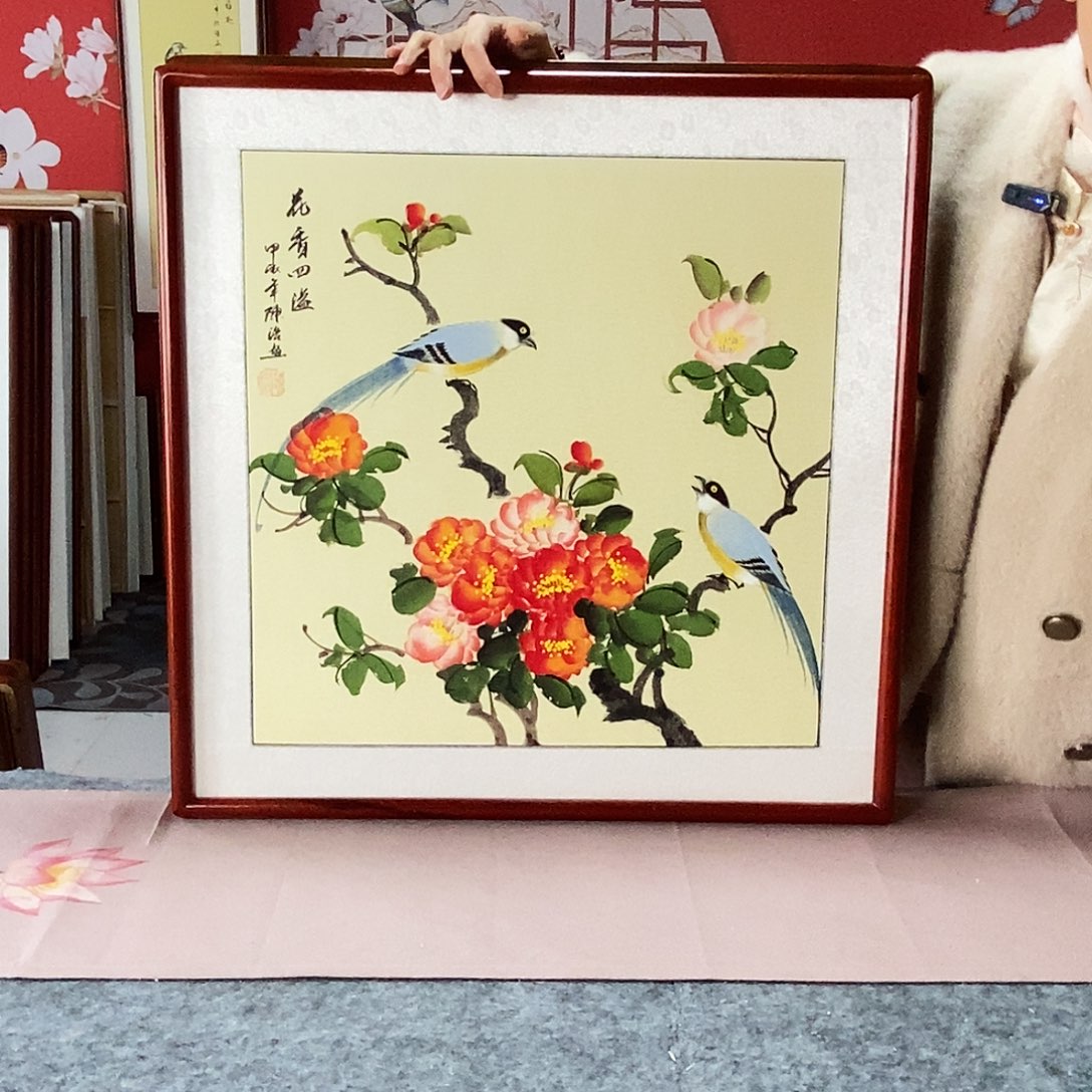 国画手写手绘国画作品带框