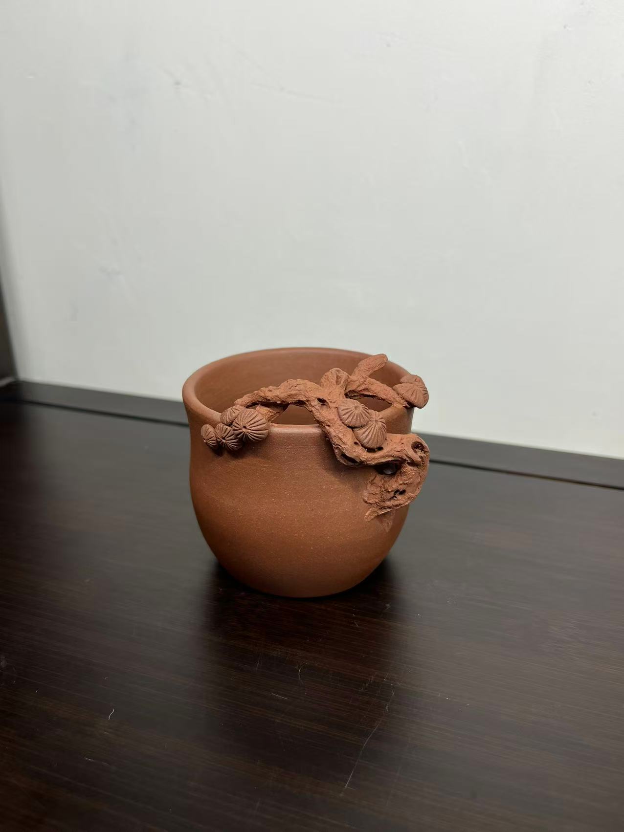 全手工花器松杯，四十目黄龙山原矿清水泥，容量130cc