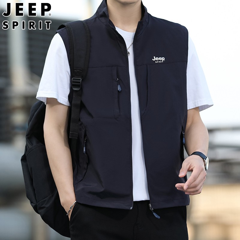 JEEPSPIRIT吉普秋季男士背心帅气马夹外穿美式休闲户外马甲外套 