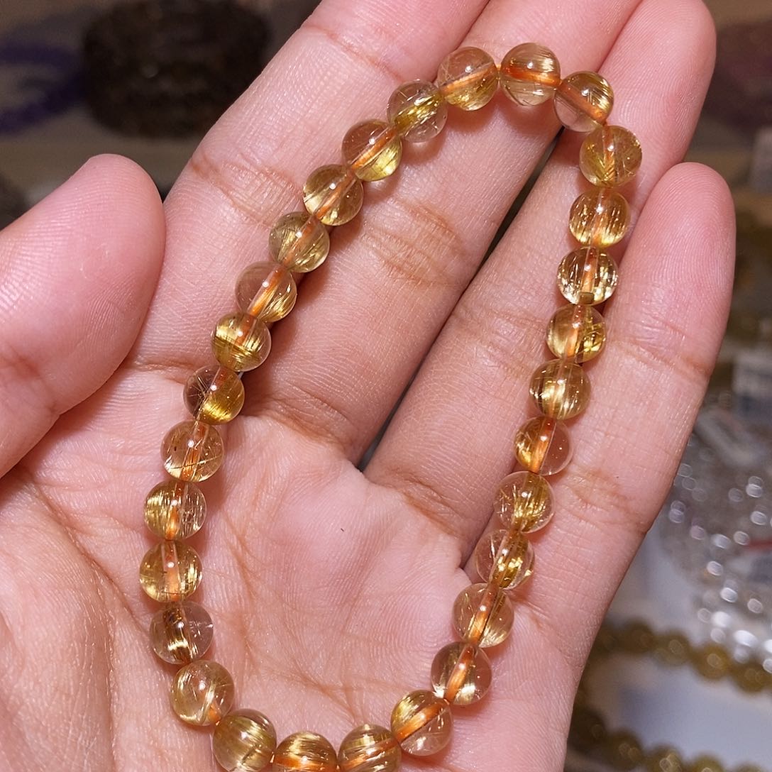 【闪购商品】发晶手链未镶嵌小金豆钛晶6.5mm