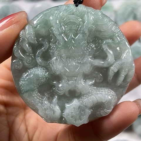 翡翠颈饰未镶嵌龙凤呈祥两面工福利