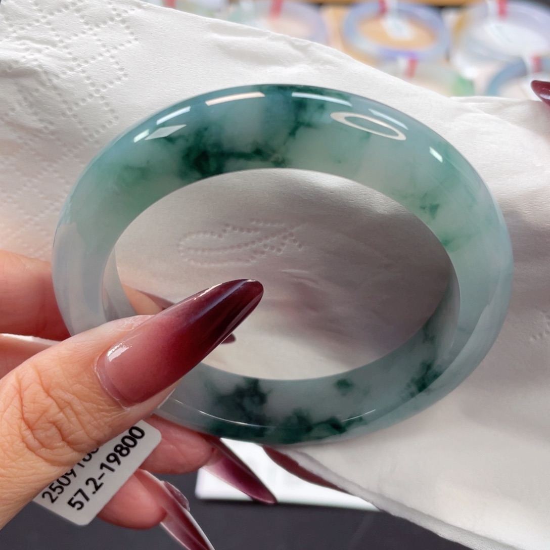 未镶嵌手镯翡翠24号57.2细糯冰兰花镯高贵典雅