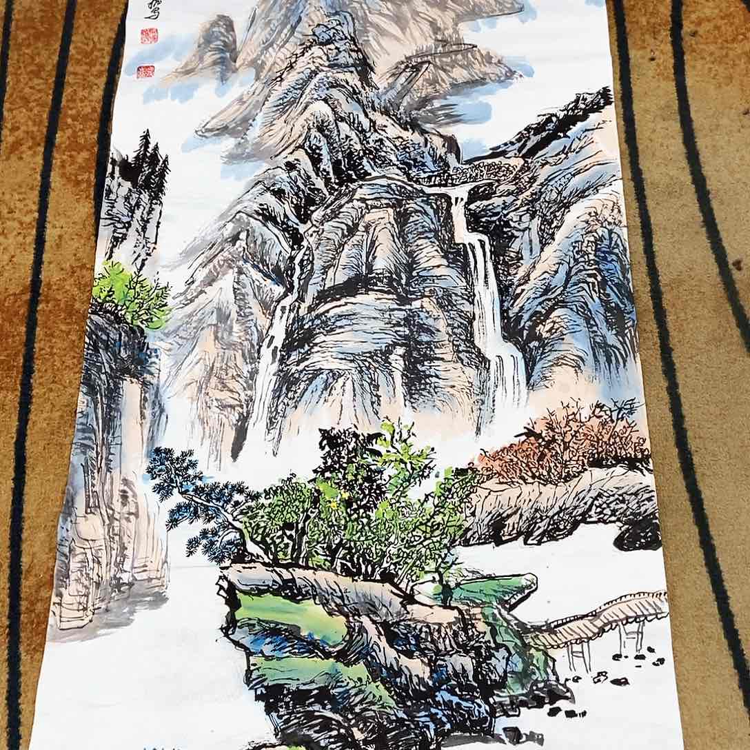 国画张兴桥手绘山水70.140.四尺作品