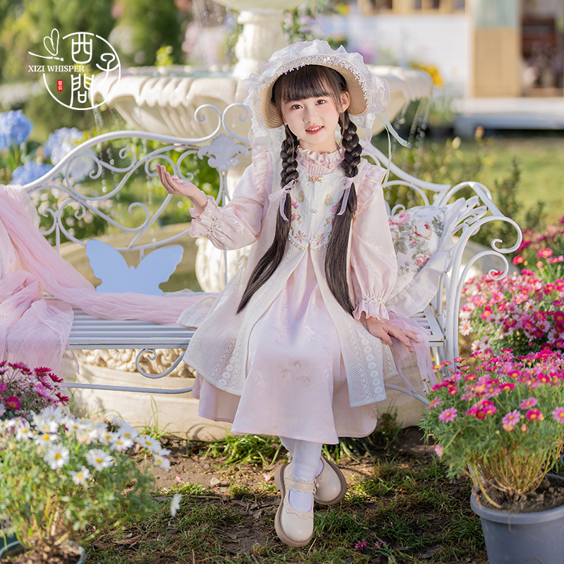 西子问【枝意】女童春季新款儿童新中式连衣裙欧若风改良明制套装