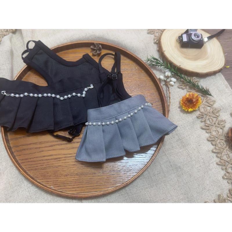 灰色珍珠百褶短裙狗狗衣服