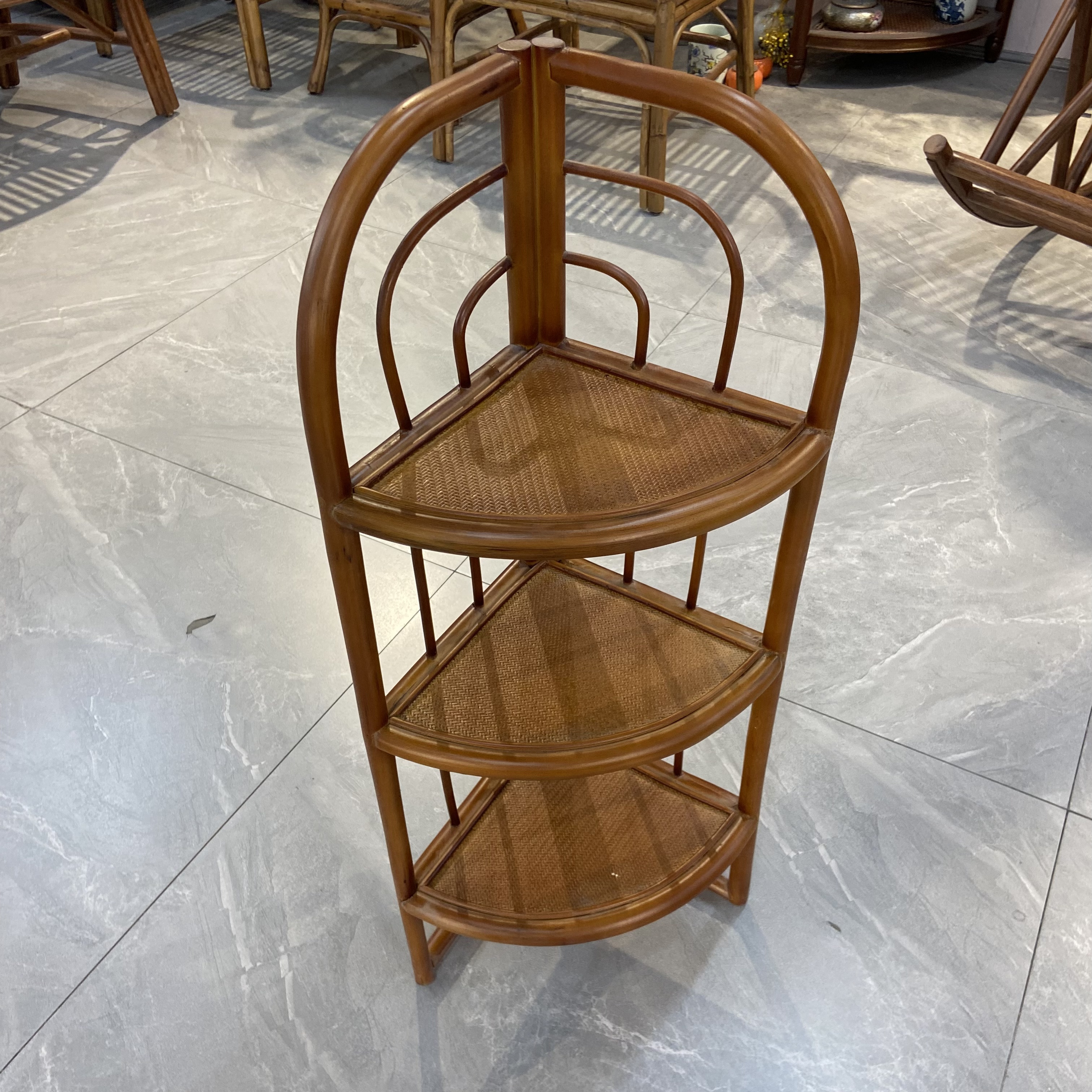 简约家用藤编三层置物架落地客厅