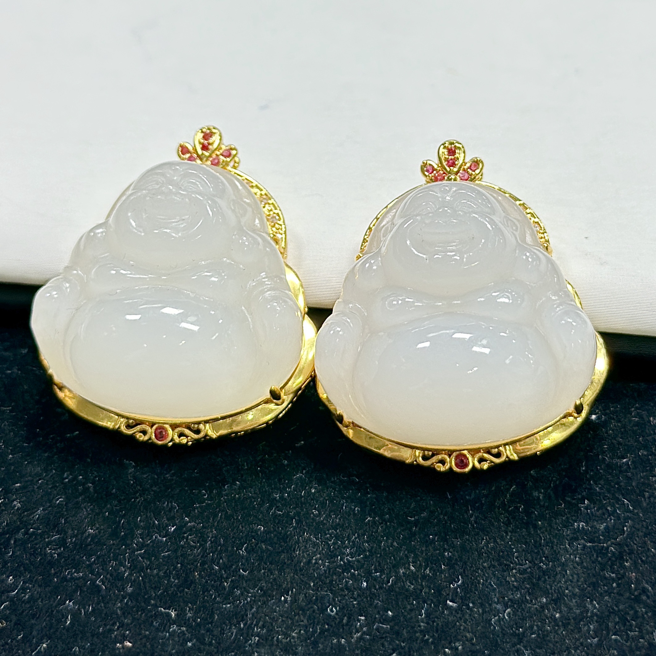 【CH】18k金和田玉白玉佛公吊坠（多样性发其一）