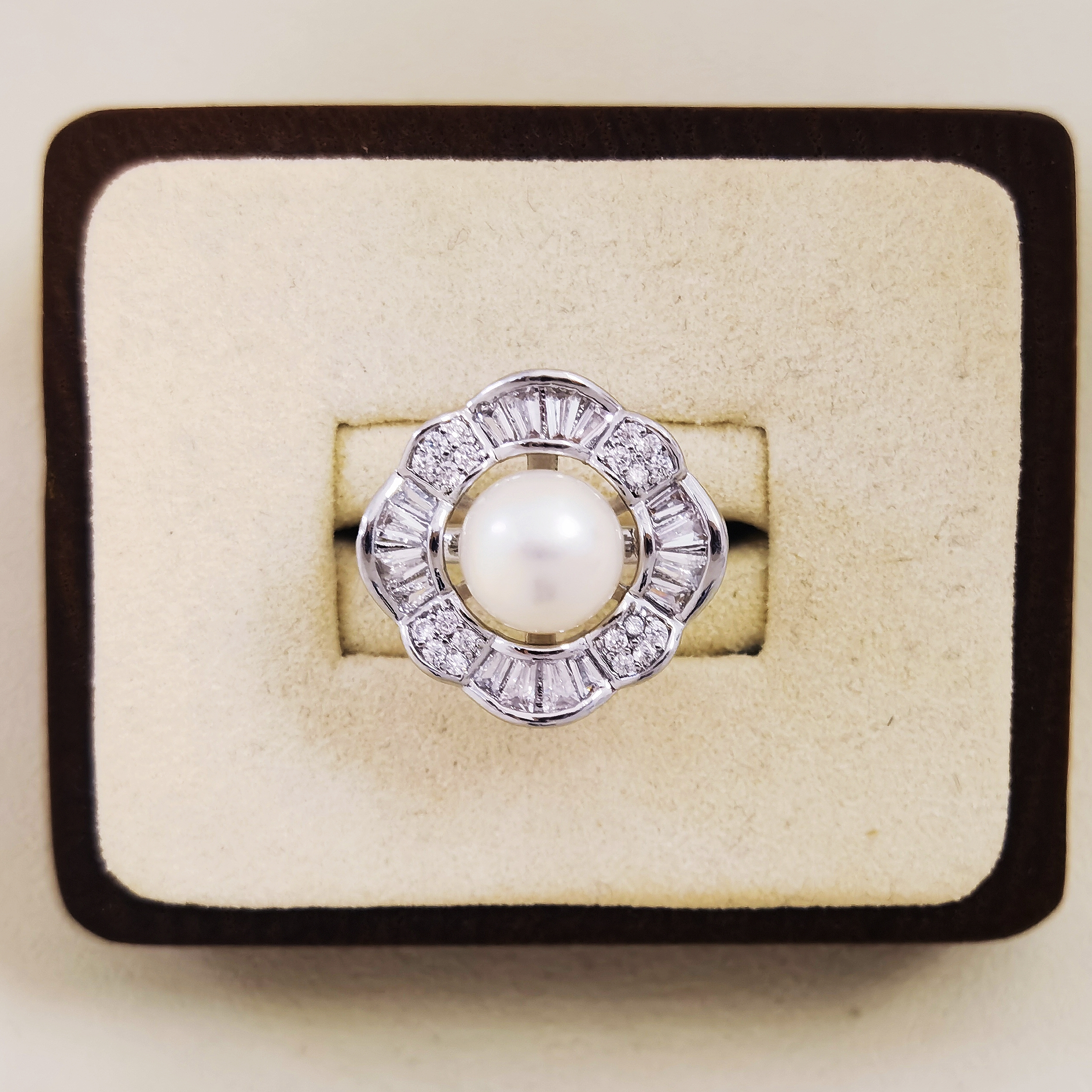 清沧 天然可刮粉真淡水珍珠 开口戒 豪镶奢华珍珠戒指 3013