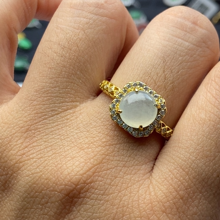 翡翠戒指银S925镶嵌戒指