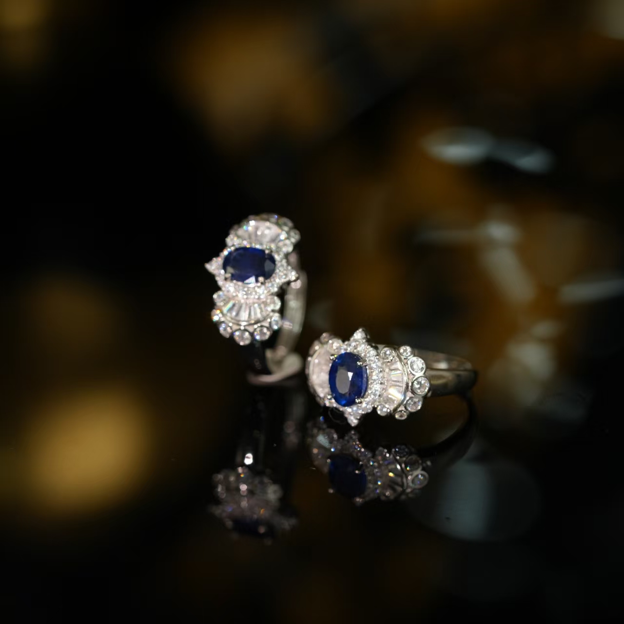 【初见珠宝】S925银蓝宝石戒指7-1C376X7【多样性发一件】